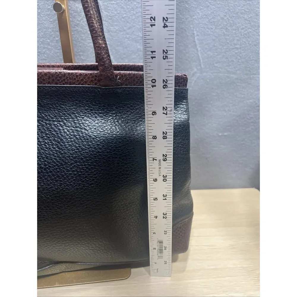 VGT Furla Made In Italy Pebble Handbag/Crossbody Bag Two Tone Color Black/Brown - Picture 13 of 16